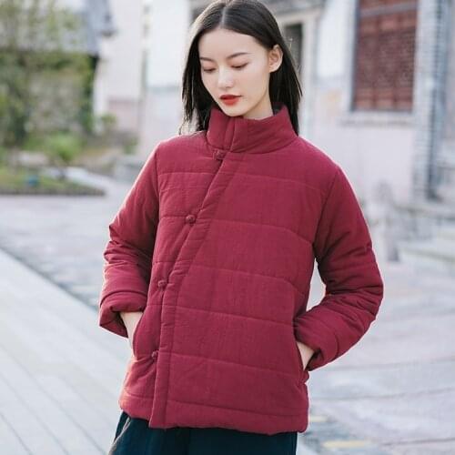 Cotton Padded Chinese Style Clothing Women Winter Coat Tang Suit Vintage Thick Warm Hanfu Outwear Ladies Chinese Tops 11704