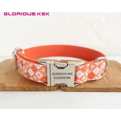 GLORIOUS KEK Printed Dog Collars Durable Nylon Padded Personalized Pet ID Collars Customized Name for Small Medium Large Dogs XL