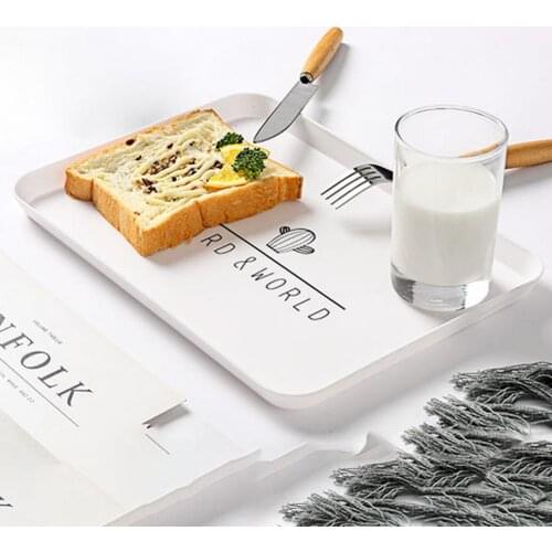 Serving Tray All-purpose Washable Plastic Rectangle Breakfast Fruit Bread Food Dish for Gift Storage Tray Kitchen Organization