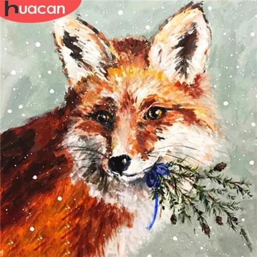 HUACAN Full Square/Round Diamond Painting Fox Handicraft DIY 5D Diamond Embroidery Animal Mosaic Picture Needlework Home Decor