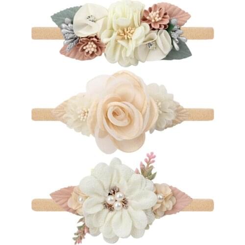 Girls Kids Baby Unique Cluster Flowe Headband Baby Newborn Girl Lace Flower Headband 24 Pcs/lot