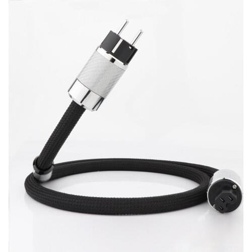 Preffair Hi End D503 EU Power Cable Hifi Audio AC Mains power cord with EU/US Carbon Fibre Rhodium Plated Power Plug Connector