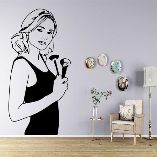 Beauty Salon Self Adhesive Vinyl Wallpaper For Living Room Kids Room Wall Art Sticker Murals Make Up Poster Stickers B250