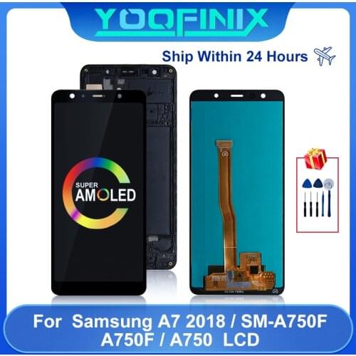 Super AMOLED For Samsung Galaxy A7 2018 LCD SM-A750 A750F SM-A750FN Display LCD Touch Screen Digitizer Display Replacement Parts