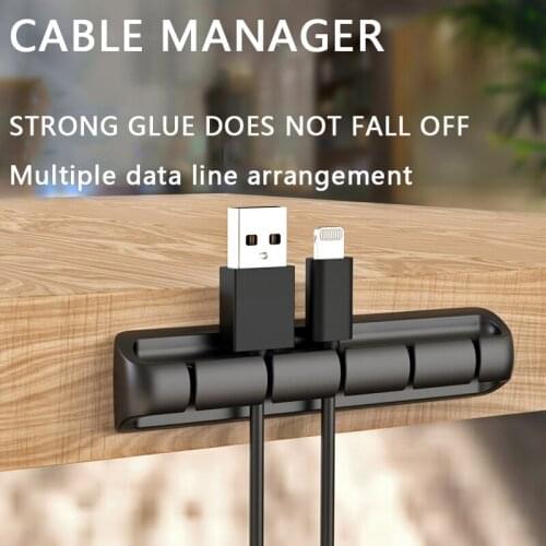 USB Cable Organizer Management Silicone Cable Holder Winder Desktop Tidy Clip Wire Storage Flexible for Charger Mouse Headphone