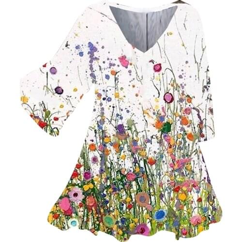 Футболка Oversized t-shirt Womens Floral-Print Casual Short Sleeve майка женская V Neck Shirts & Tops Thin crop top Рубашки