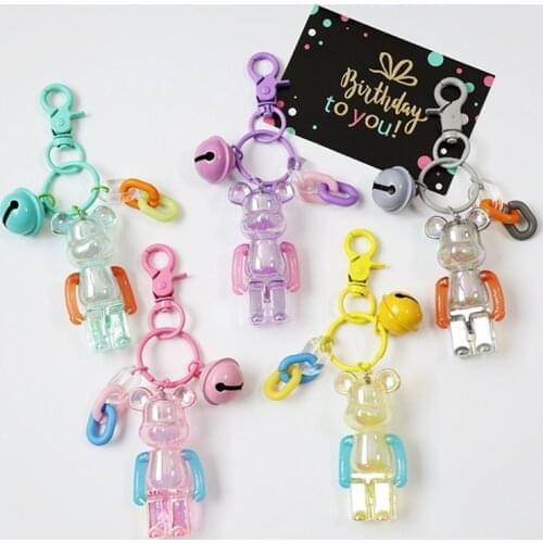 1Pcs Candy Color AB Cool Style Plating Popular Cute Cartoon Little Bear Key Chain Toy Backpack Pendant Decoration