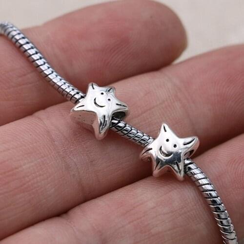 10PCS Silver Plated Starfish Smile Beads Fit Pandora Jewelry Making Charm Bracelet DIY Accessories Handmade Craft