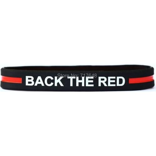 100pcs BACK THE RED with Thin Red Line wristband silicone bracelets free shipping by ePacket A