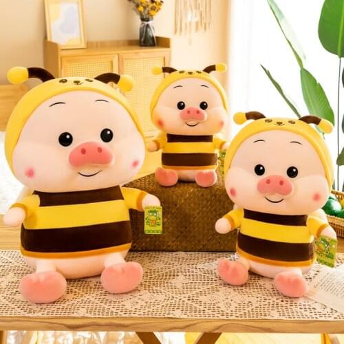 28-58cm Cartoon Cute Pig With Bee Clothes Plush Toys Stuffed Soft Lovely Animals Dolls Pillow For Kids Girls Birthday Gifts