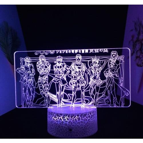 Japanese Anime Character Gathering 3D LED Lamp Visual Illusion White Cracked BaseHome Decor for Couple Festival Birthday Gifts