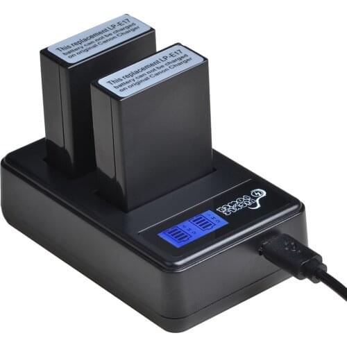 2 Pcs 1100mAh LP-E17 LPE17 Battery and LCD USB Dual Charger for Canon EOS 200D M3 M6 750D 760D T6i T6s 800D 8000D Kiss X8i