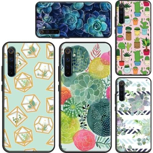 Cactus Succulent For OnePlus 9 9Pro 7 8 8Pro 8T 9R Case For Realme 8 7 6 Pro Q3 C3 C11 C15 C21 GT Neo Cover