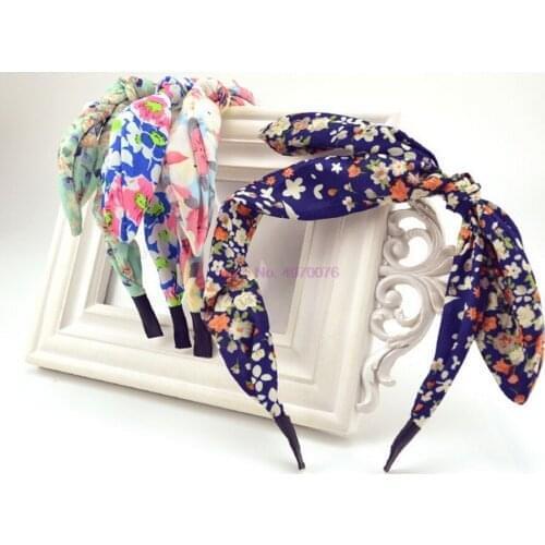 DHL 500pcs Floral Bow Hair Hoop Fashion Wave Point Rabbit Ear Hair Accessories