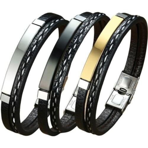 Mens Personalized Leather Bracelet Simple Retro Woven Bracelet Gift For Fathers Day Birthday Boyfriends