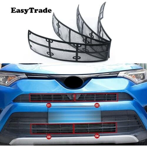For Toyota RAV4 2018 2017 2016 Car Insect Screening Mesh Front Grill Guard Grille Insect Screen Car Styling Accesoriess 4 Pcs