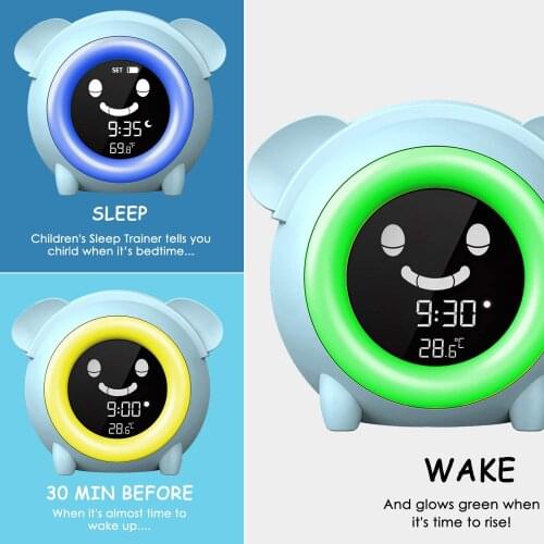 Kids Alarm Clock, Childrens Trainer Alarm Clock Night Light and Sleep Sounds Machine Digital Alarm Clock for Boys Girls Student