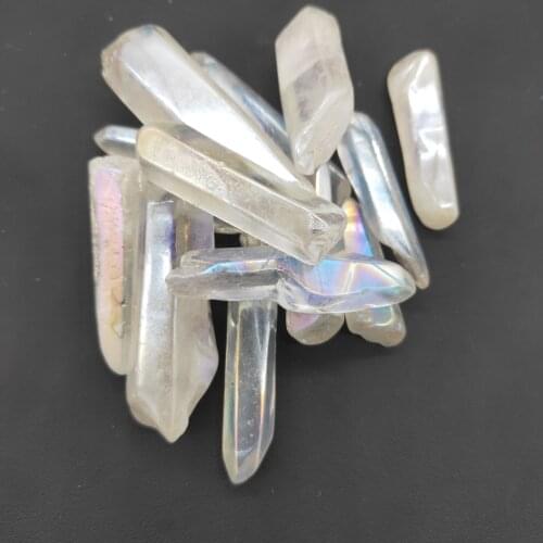 Electroplated white Titanium Rainbow Aura Lemurian Quartz Crystal Point Healing Stones Decor Natural Quartz Crystals