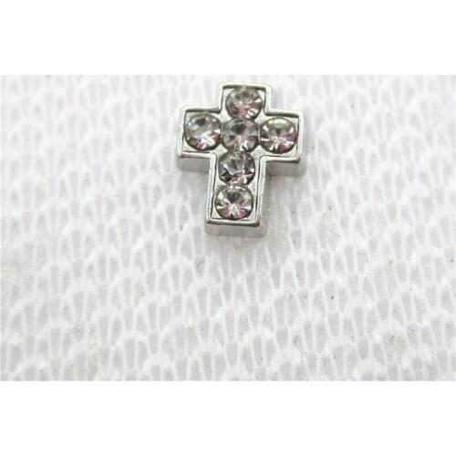 Hot Selling 30pcs/lot Crystal Cross Floating Charms Living Glass Memory Floating Lockets Pendants Charms DIY Jewelry Charm