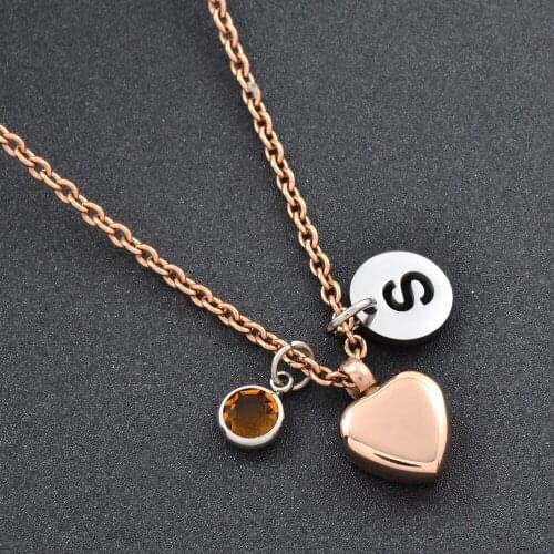 IJMD 13mm Rose Gold Heart Cremation Urn Necklace for Women,Stainless Steel Heart Keepsake Memorial Urn Necklace