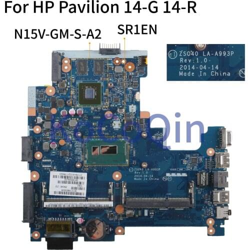 KoCoQin Laptop motherboard For HP Pavilion 14-G 14-R Core I3 SR1EN N15V-GM-S-A2 Mainboard 779960-001 779960-001 ZS040 LA-A993P