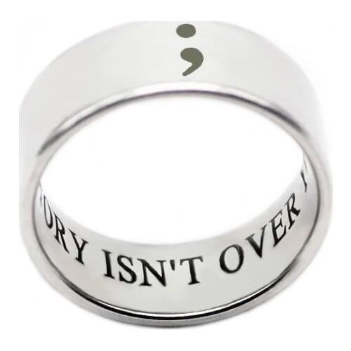 My Story Isn't Over Yet Ring Unisex Stainless Steel Semicolon Jewelry Best Gift For Friend Accept Drop Shipping YP3919