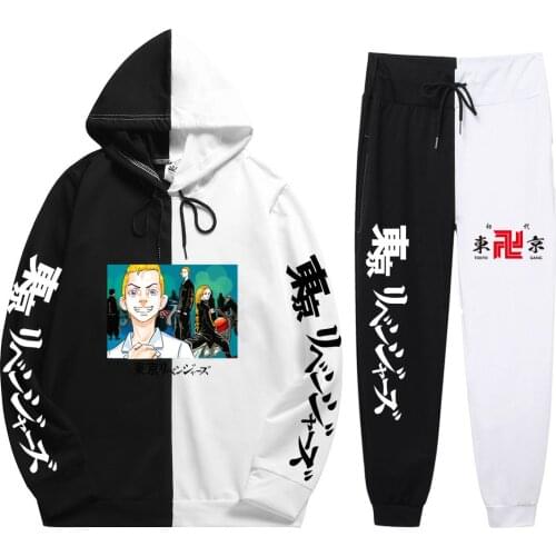 Fashion Summer Autumn Man 2 Pieces Sets Anime Tokyo Revengers Print Hoodies Simplicity Casual Soft Patchwork Thin Hoodie+Pants
