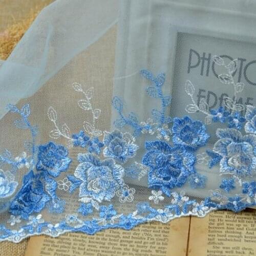 2Meters/lot Width 25cm Fashion Pink Blue Yellow Unilateral Embroidered Lace Vintage Dress Skirt Screen Design Material Z1517