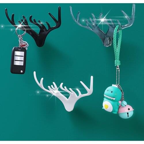 Indoor Wall-Mounted Deer Head Bracket Collection Function Multi-Storage Free Punching Pendant Clothes Key Apron Storage Rack