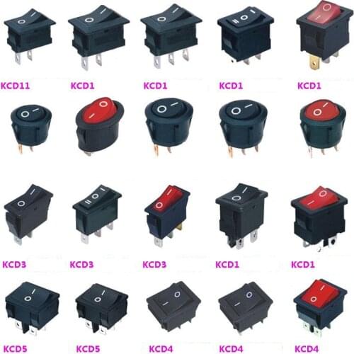 10pcs Red Black Illuminated 12v Rocker Switch 20 Amp DC Round Light 12 V Volt Kit Car 2 Pin 3 Pin Boat Type Power Button Switch