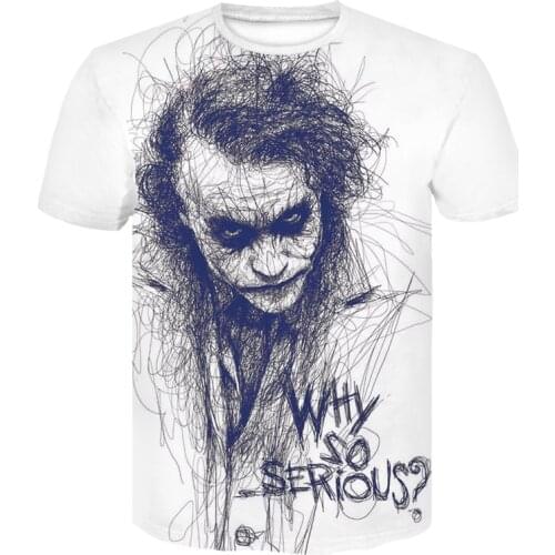 Summer Clown white Joker 3D Printed T Shirt Men Joker Face Casual Male tshirt harajuku style Short Sleeve Funny t shirt Tops