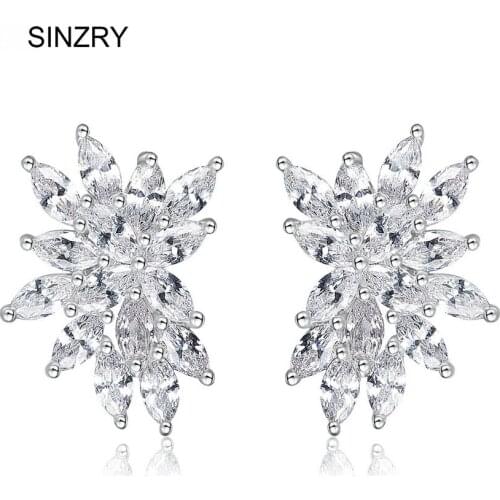 SINZRY Fashionable jewelry AAA cubic zircon micro paved flower shape glitter stud earrings women christmas gift