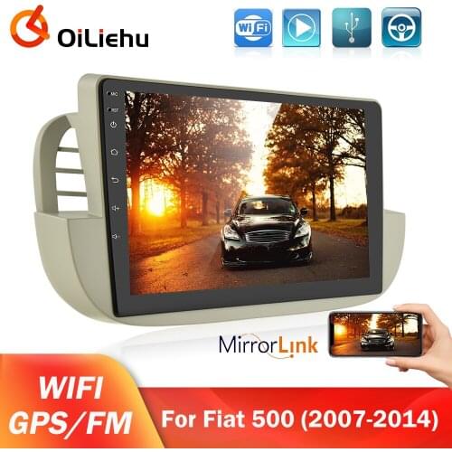 OiLiehu Stereo Receiver Android 9.1 Car Radio GPS FM 1din Multimedia Player For Fiat 500 2007 2008 2009 2010 2011 2012 2013 2014