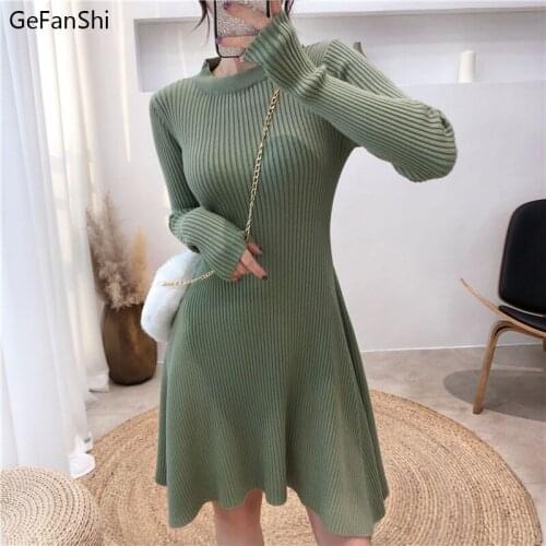 2012 New Fashion Autumn Winter Women Dresses Casual Long Sleeves O-Neck Knitting Dress Solid Elegant Loose Office Lady Dress