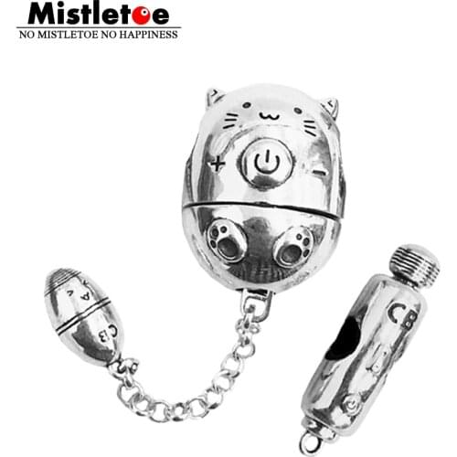 CATBYBEADS Mistletoe 925 Sterling Silver Elf Vibrating egg Set Charm Bead European Jewelry