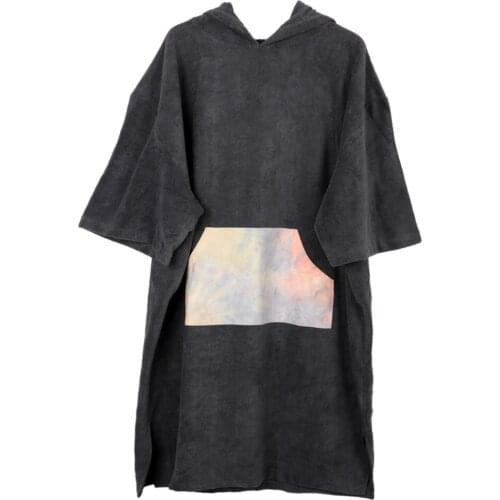 Hooded Surf Beach Wetsuit Changing Towel Bath Robe Poncho with Sleeve Pocket for Adult Men Women - 43 x 30 inch