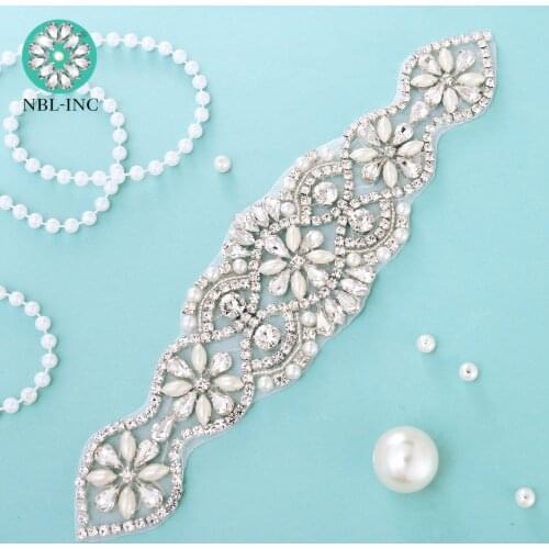 （1PC）Silver rhinestone bridal belt wedding applique with crystals wedding dress accessories sash belt WDD0129