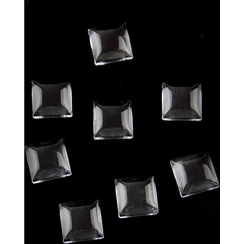 100pcs/Lot 8 Sizes Transparent Color Domed Flat Back Square Shape Clear Glass Cabochon For DIY Jewelry Making