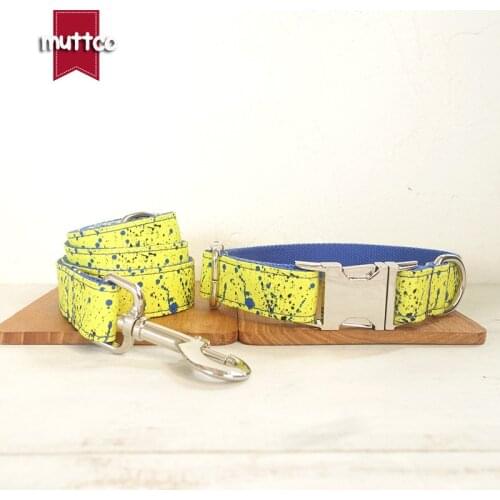 MUTTCO retailing special self-design The SPLASH INK high quality handmade dog collar leash 5 sizes UDC090