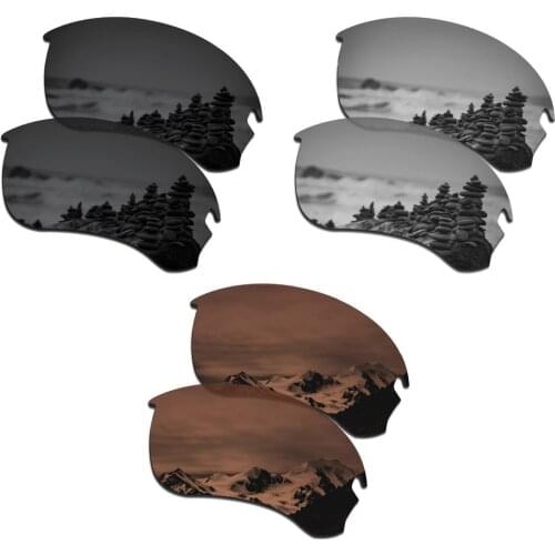 SmartVLT 3 Pairs Polarized Sunglasses Replacement Lenses for Oakley Si Speed Jacket Black and Silver Titanium and Amber Brown
