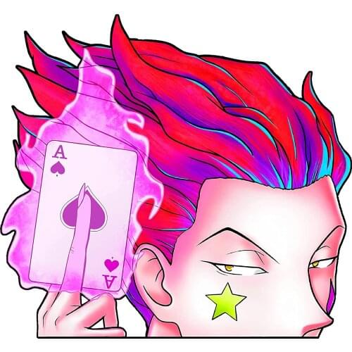Anime Hisoka Middle Finger Peeker Peeking Funny Car Decals Stickers for Van Trucks Motorcycle Laptop Decals Vinyl