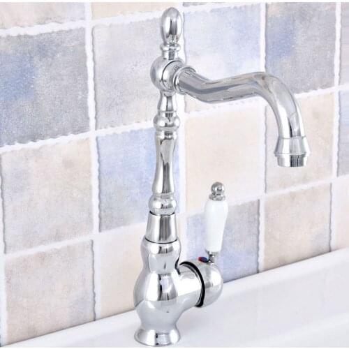 Single Handle Deck Mounted Bathroom Basin Faucet Polished Chrome Hot and Cold bathroom Sink Mixer Taps Nsf651
