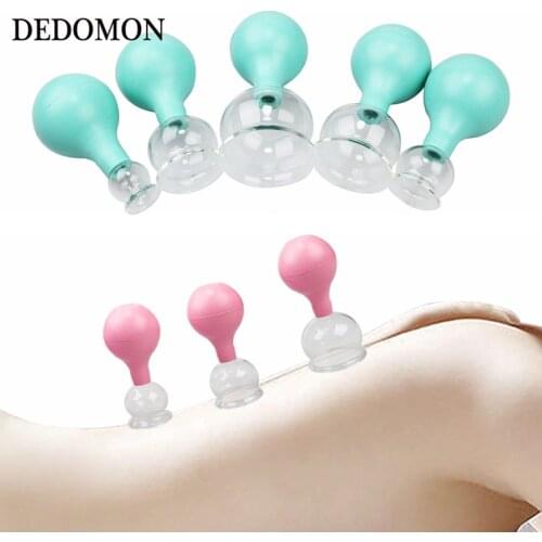 Rubber Head Glass Vacuum Cupping Cups Family Medical Vacuum Cans Suction Therapy Device Back Body Massage Health Care Tools
