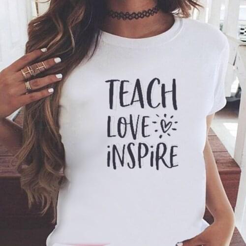 Teach Love Inspire T-shirt Oversized Summer Plus Size Tee 2021 Women Fashion Clothing Harajuku Letter Oversized Tee XXL