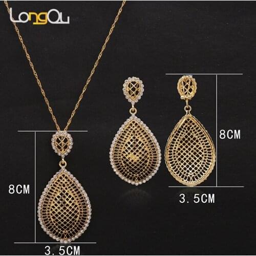 Women earrings Wedding Jewelry Sets For Brides Gold Color Costume Necklace Earrings Set Fashion Indian African Beads Jewelry Set