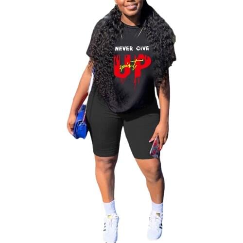 Womens Letter Printed Short Sleeve T-shirt Shorts Summer Cool Breathable Quick Dry Sports Casual Suit Professional Fitness Suit