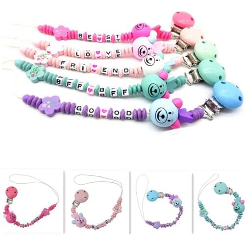 1Pcs Handmade Pacifier Clips Holder Chain Silicone Pacifier Chains Cartoon Baby Teether Teething Chain Baby Shower Gifts