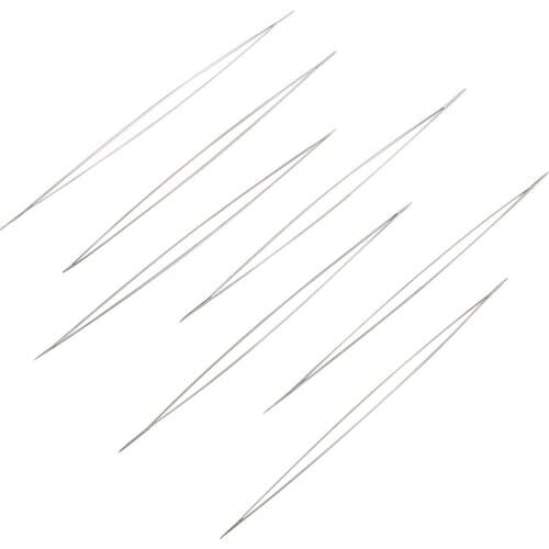 10pcs Big Eye Beading Needles Stainless Steel Collapsible Pins for Threading String Making Beads Jewelry Accessories 57x0.3mm