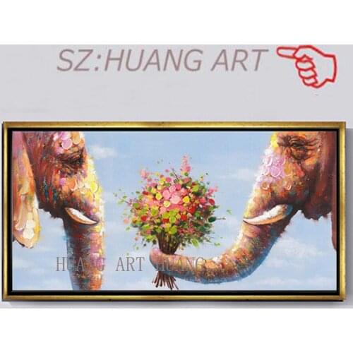 100% Hand Painted Abstract elephant Oil Painting On Canvas Wall Art Frameless Picture Decoration For Live Room Home Decor Gift