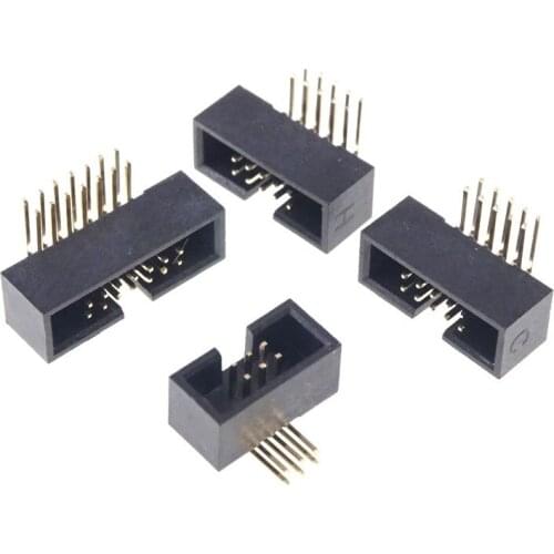 1000 Pcs 2.54 mm Shrouded Box header IDC Socket Mating Right Angle Male square pin 0.64 mm 2 rows space 2.54 Through hole DIP